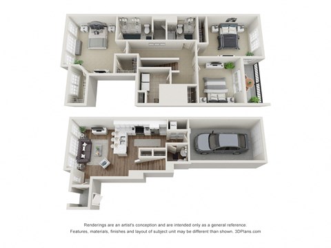 Floor plan for 3 beds, 2.5 baths, 1531 sqft